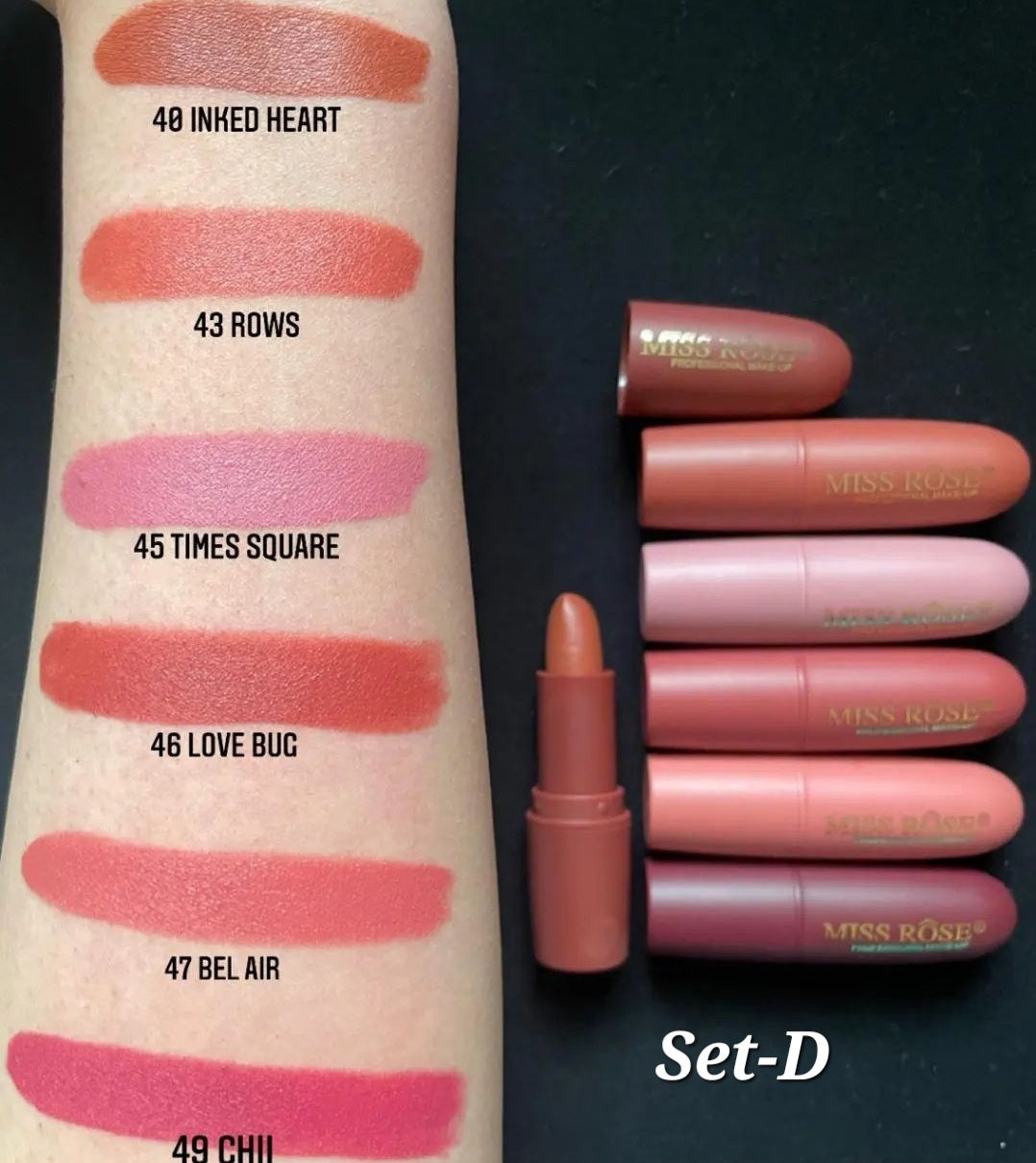 Miss Rose Bullet Matte Lipstick Set
